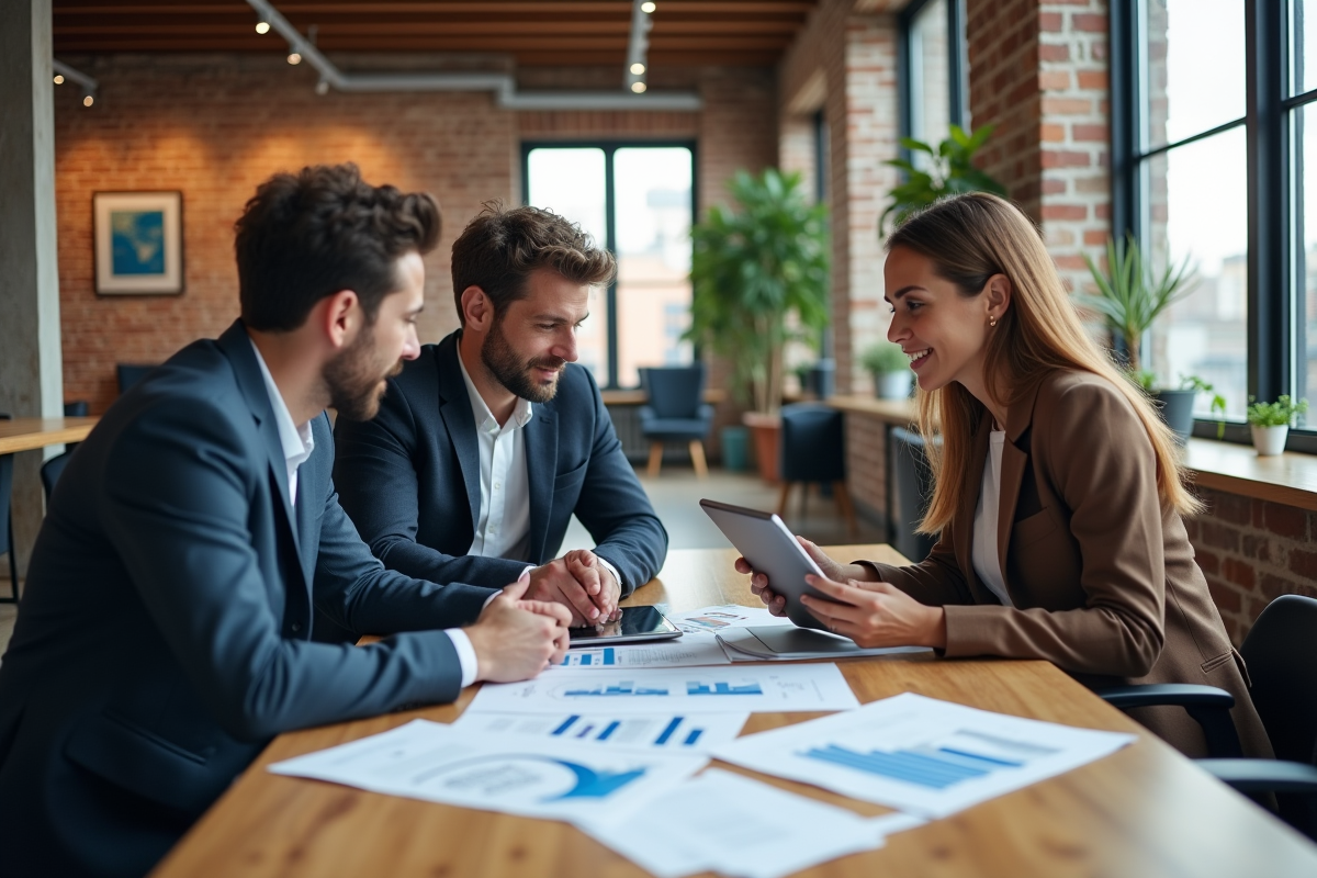 Equipe marketing discutant autour de KPI et table