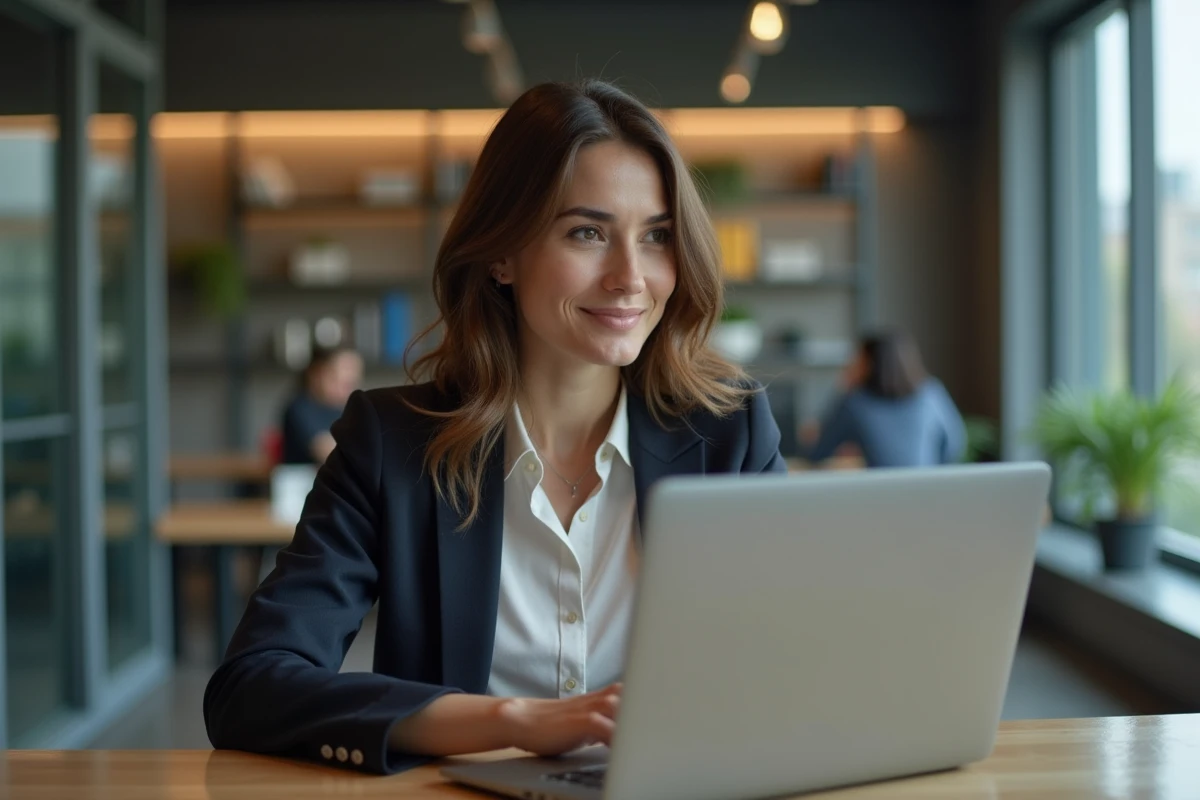 Femme d'affaires concentrée dans un bureau moderne