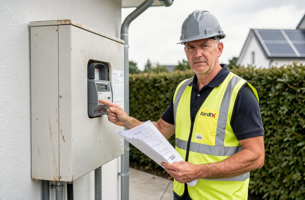 Ingénieur électricien SYLVIDRA ENERGY supervisant le raccordement au réseau électrique d'une installation solaire résidentielle
