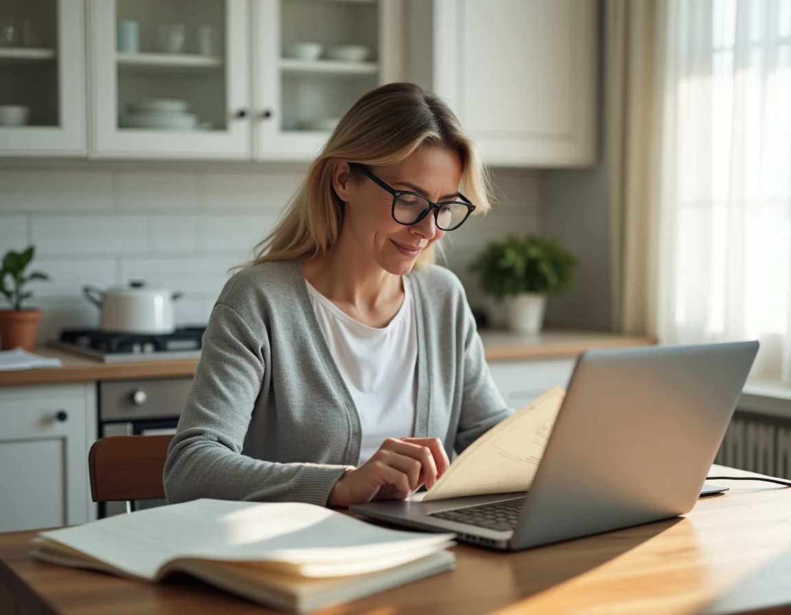 Femme scannant des documents papier administratifs avec un scanner connecté à un ordinateur portable pour passer au numérique avec My People Doc