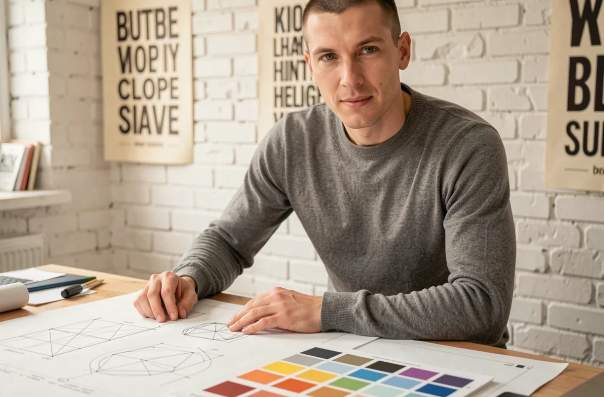 Designer web de l'agence Wedezign travaillant sur des maquettes graphiques dans un studio créatif